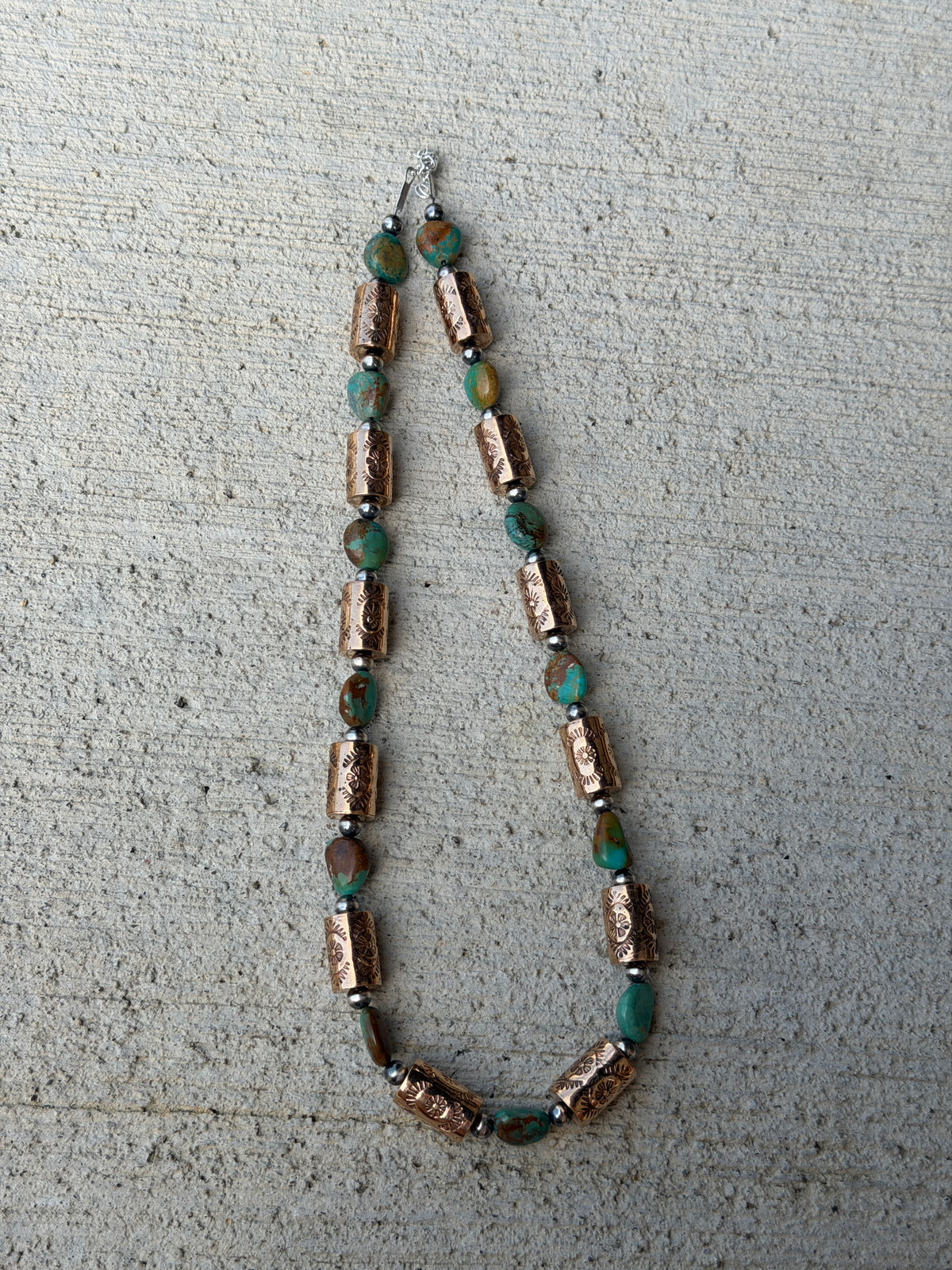 19-20.5” Turquoise & Copper Barrel