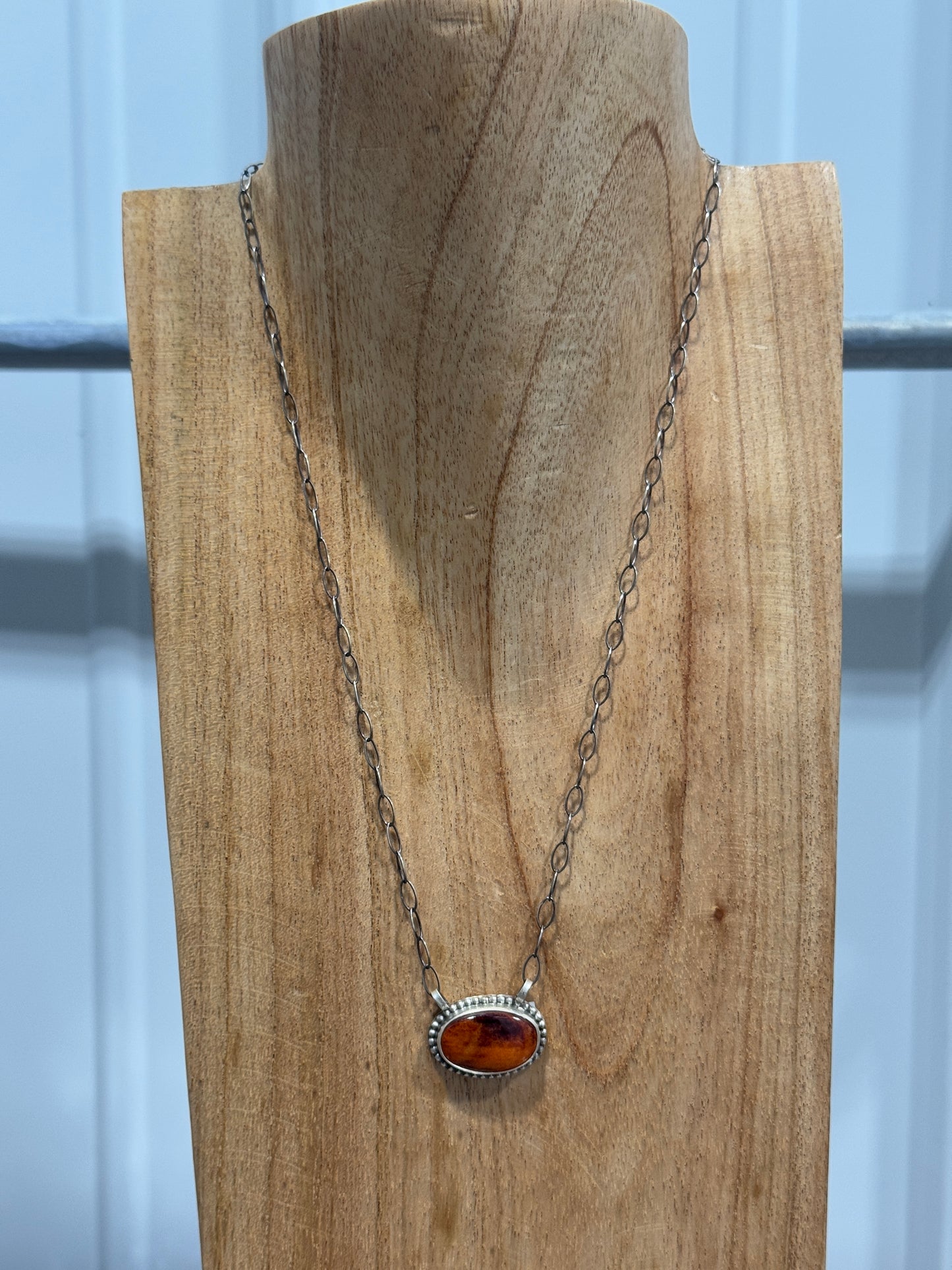 20" Orange Spiny Bar Necklace