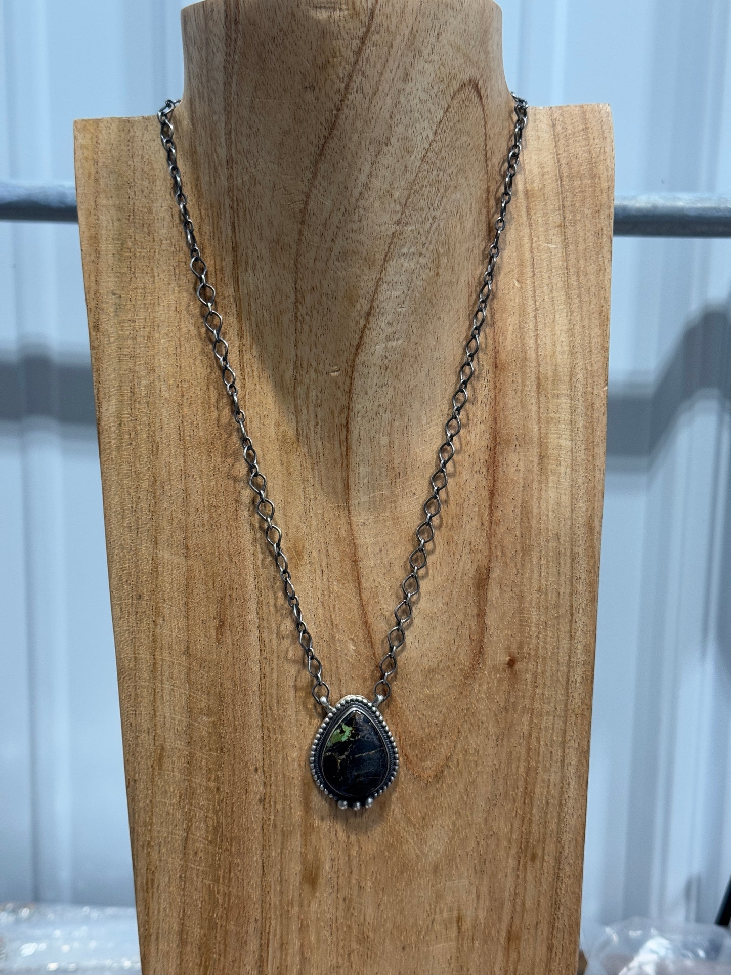 20" Black Jack Turquoise Bar Necklace
