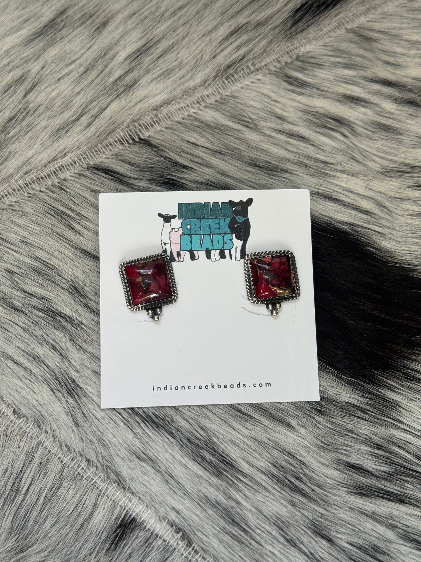 Rose Dahlia Square Earrings