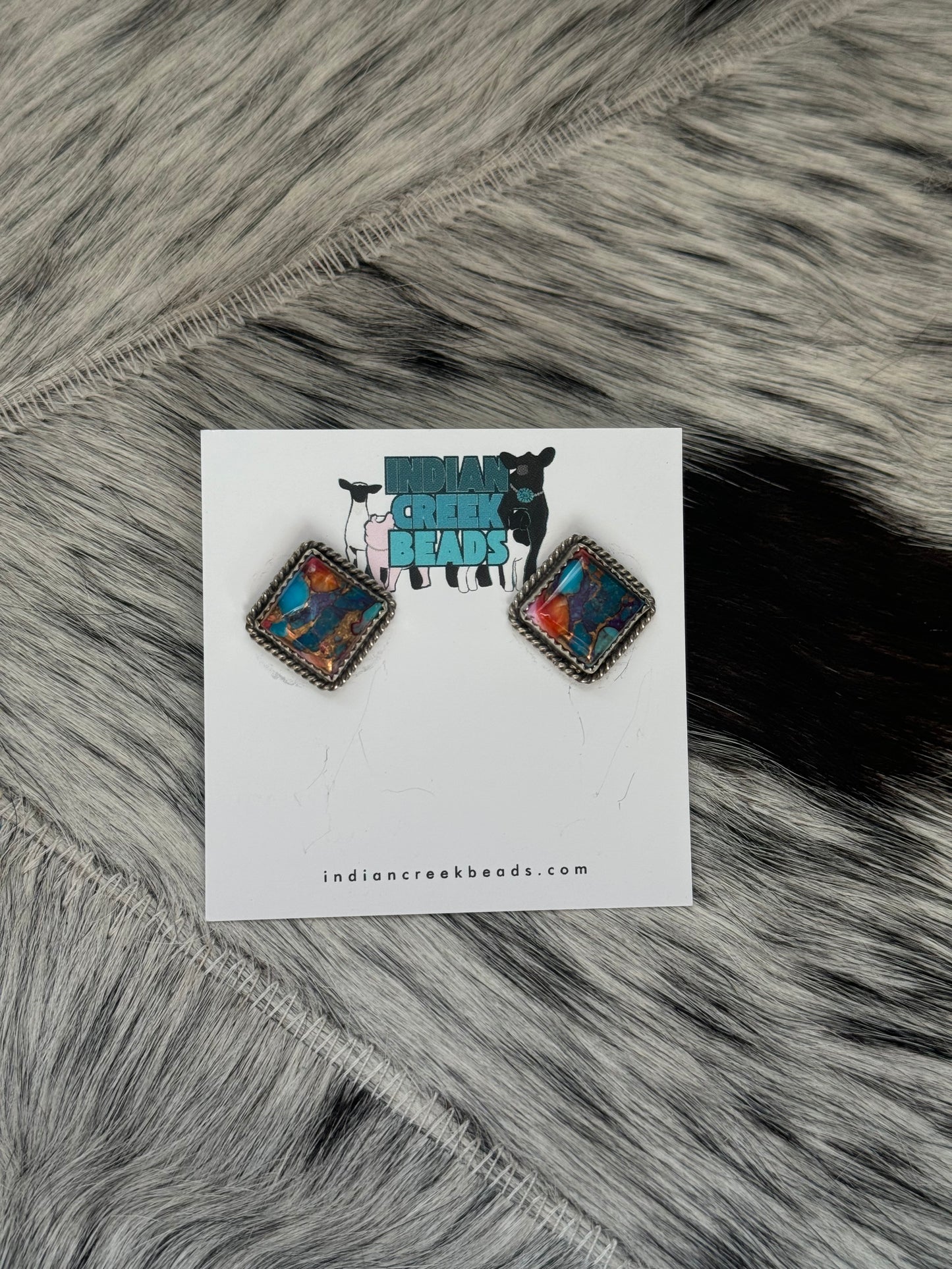 Pink Dahlia Square Earrings