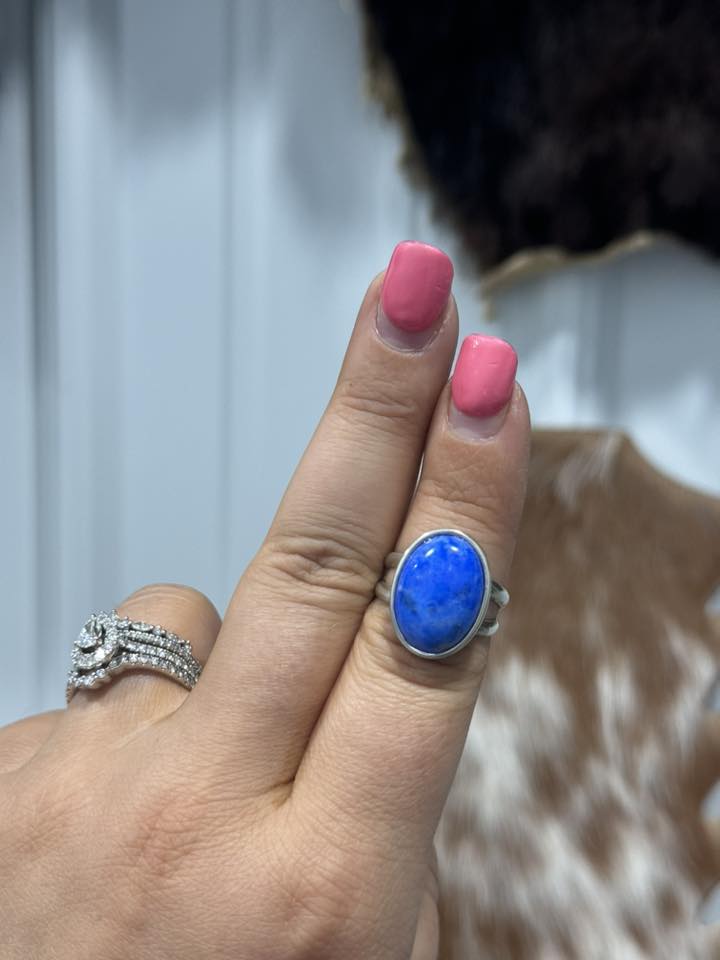 Blue Lapis Sterling Silver Ring Size 7