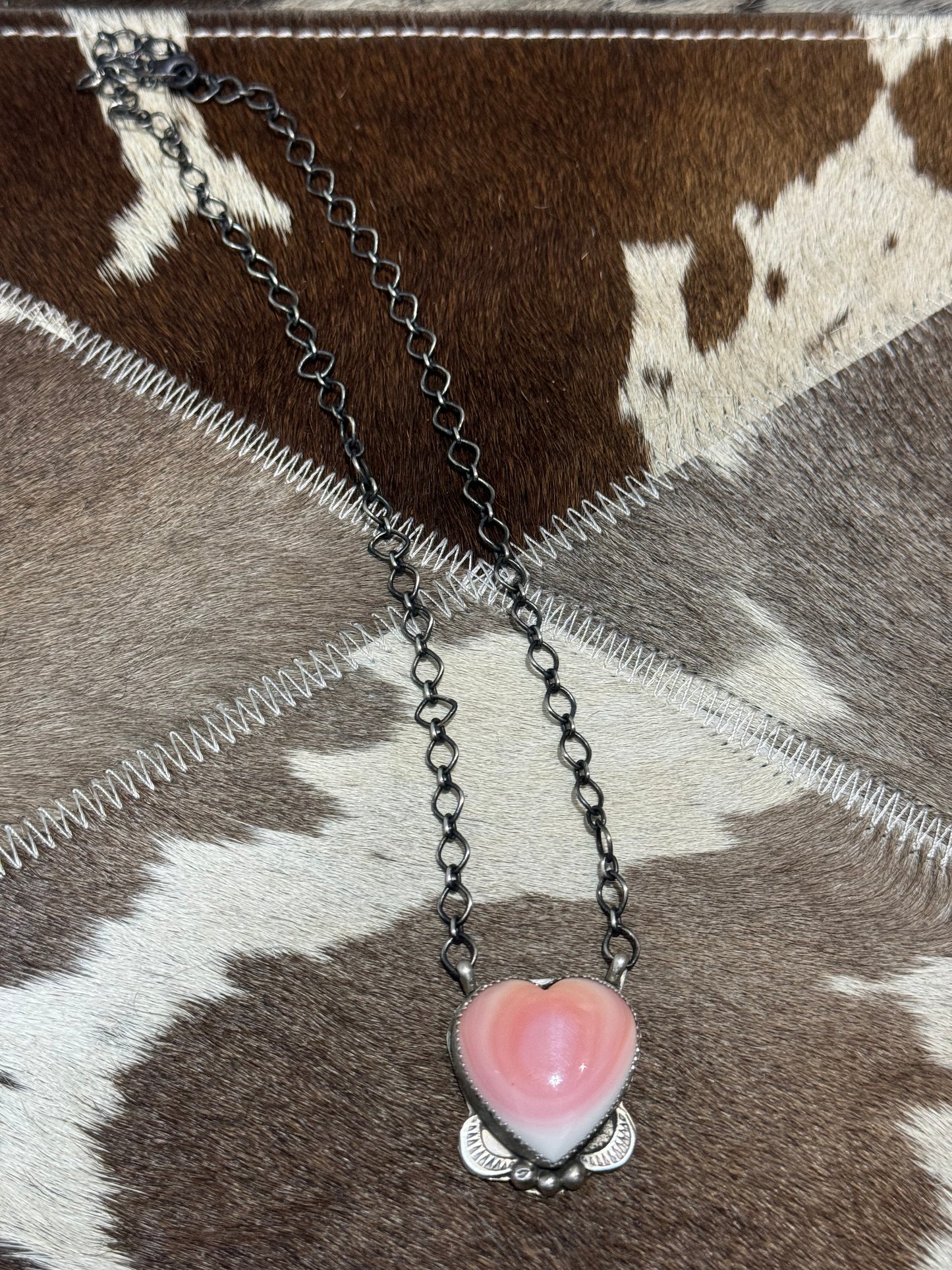 19” Pink Conch Heart Necklace