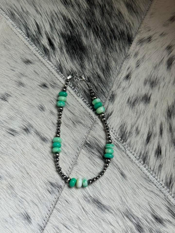 10-11” Green Opal Anklet