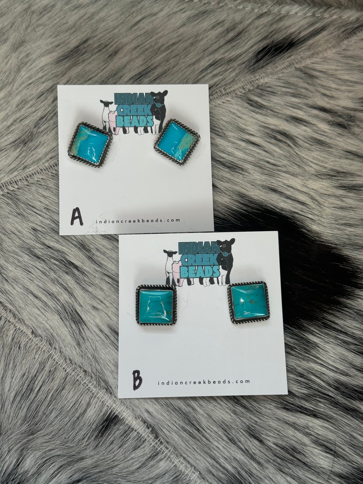 Kingman Turquoise Square Earrings