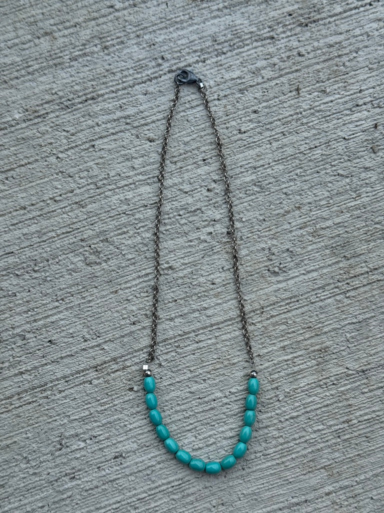 18" Turquoise Barrel Chain Necklace