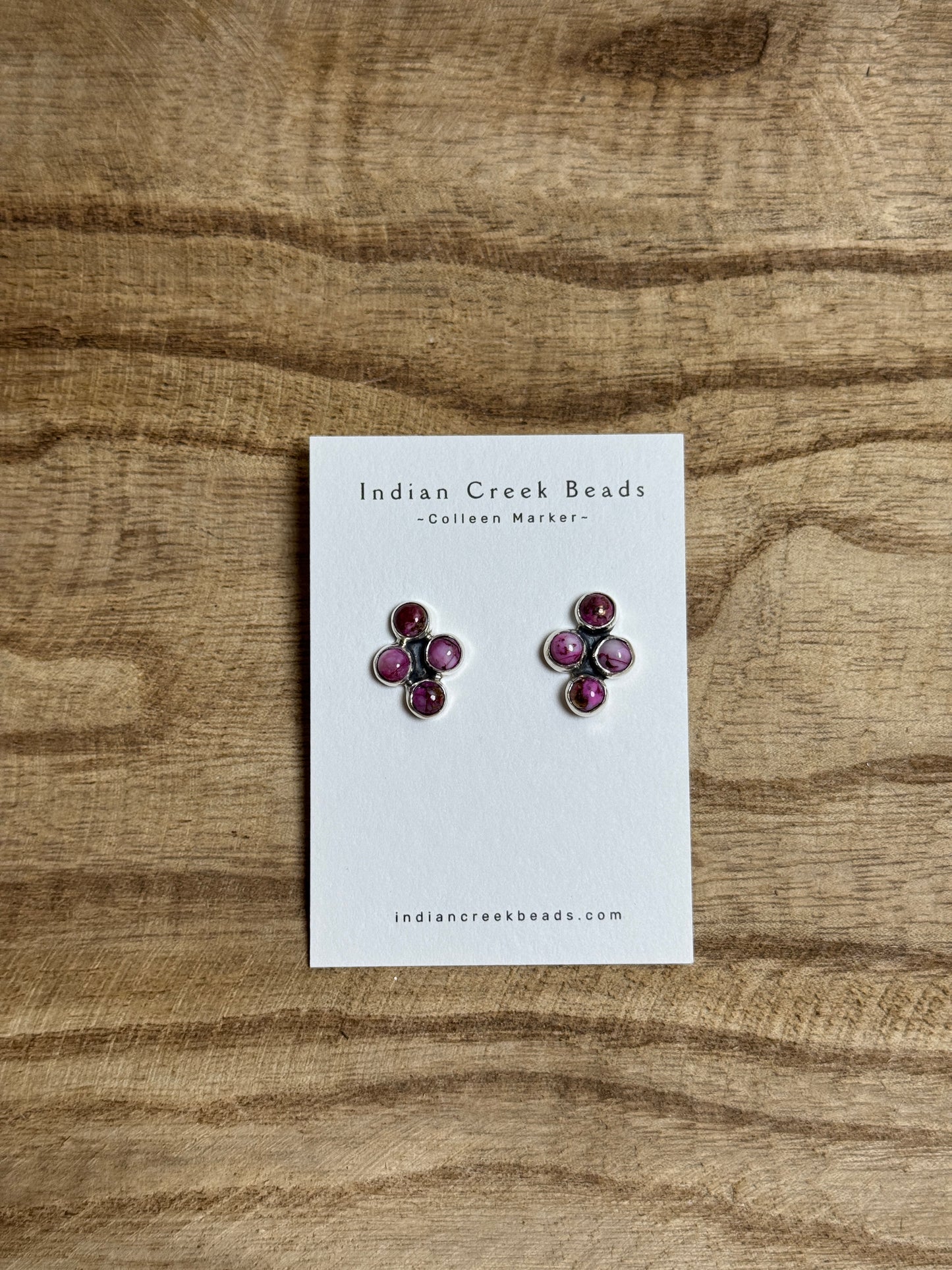 Pink Dahlia 4 Stone Earrings