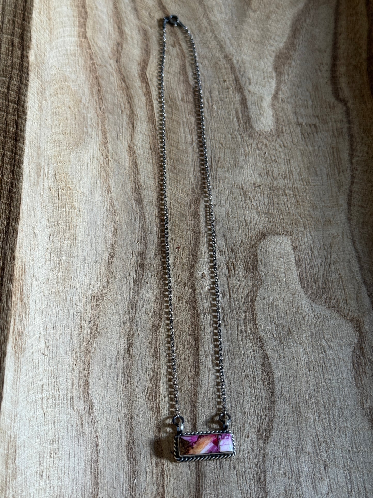18" Pink Dahlia Bar Necklace