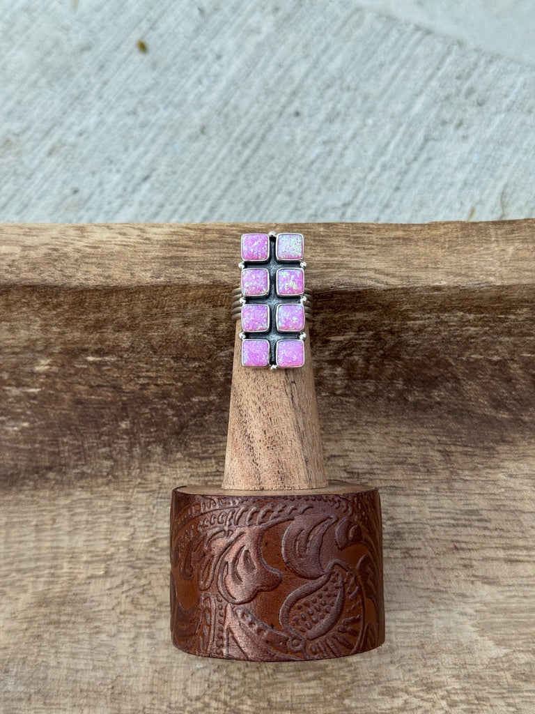 sz 5.75 Pink Opal Bar Ring