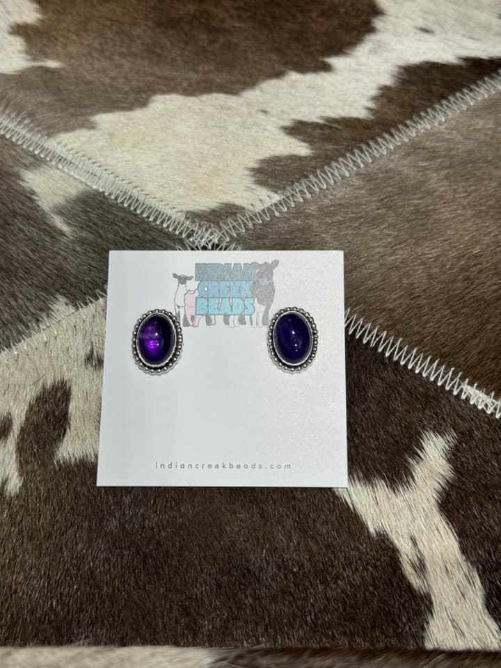 Purple Amethyst Sterling Silver Stud Earrings