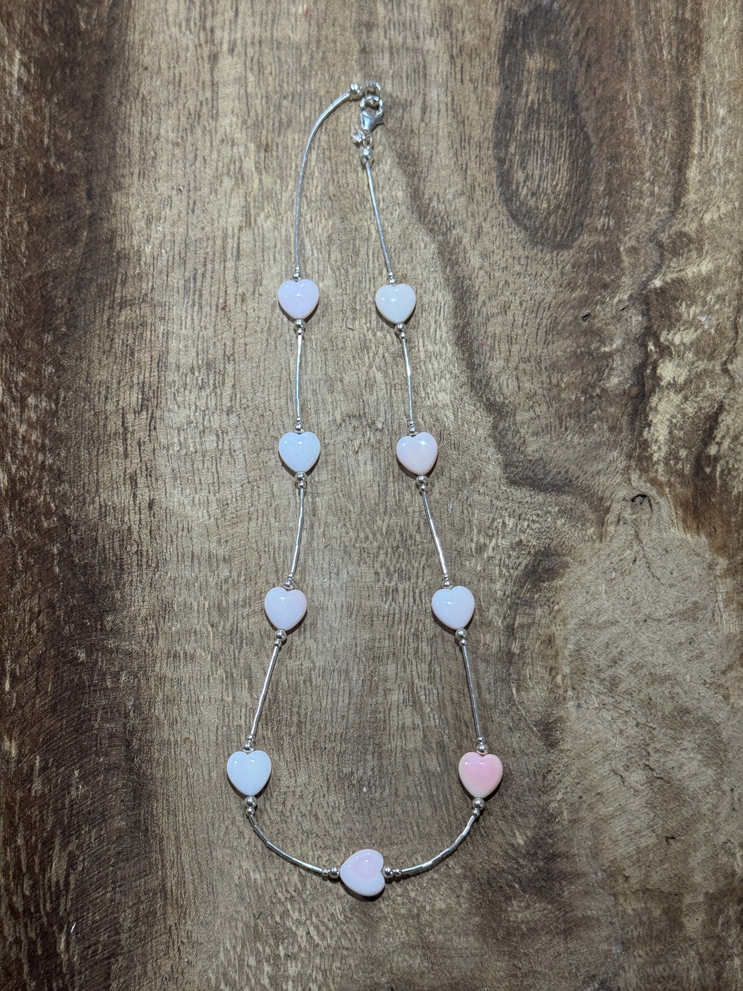 18” Liquid Silver & Pink Conch Heart