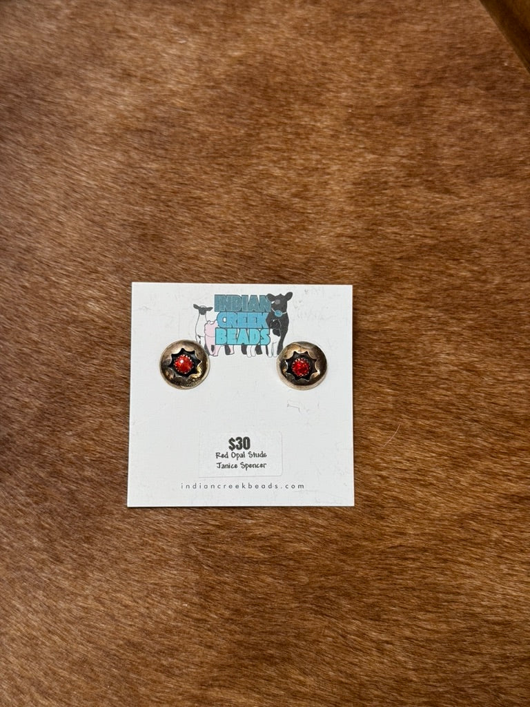 Red Opal Shadowbox Studs