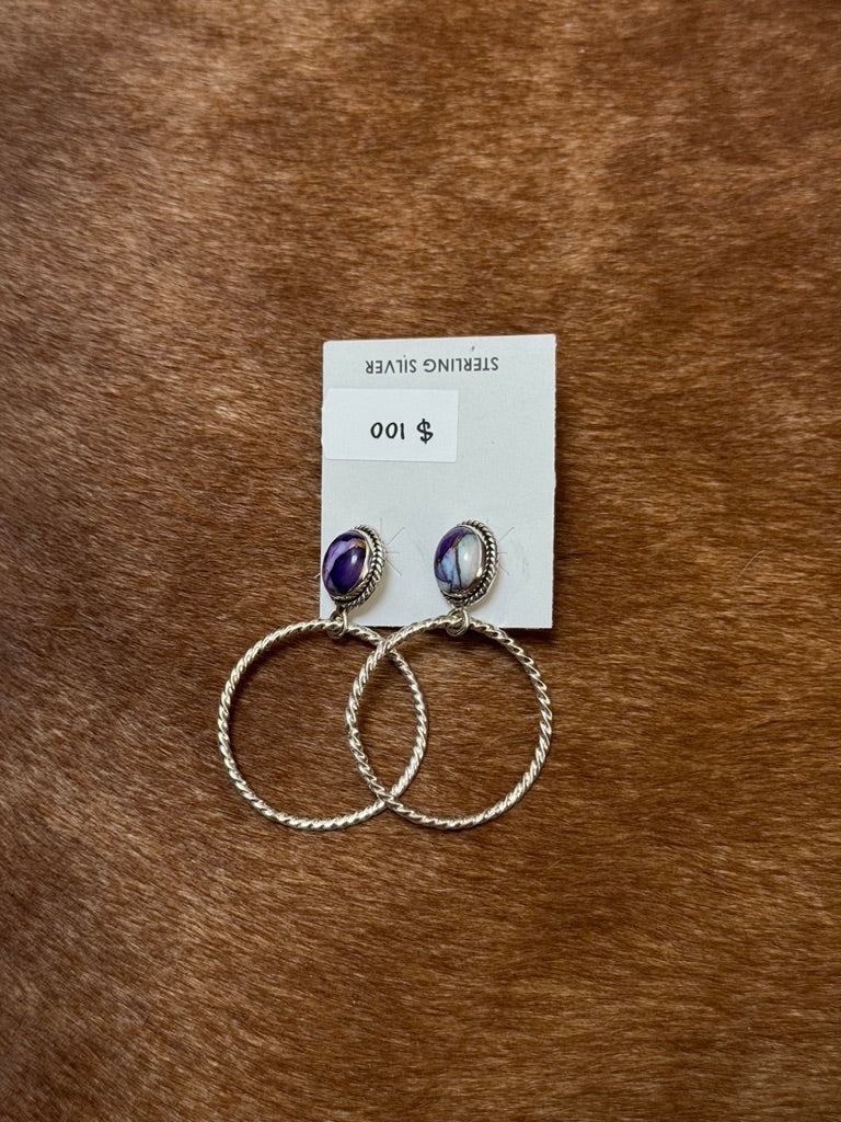 Violet Dahlia Hoop Earrings