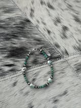 6.5-8" 4mm Sterling Silver Pearl w/ Floral China and Turquoise Bracelet