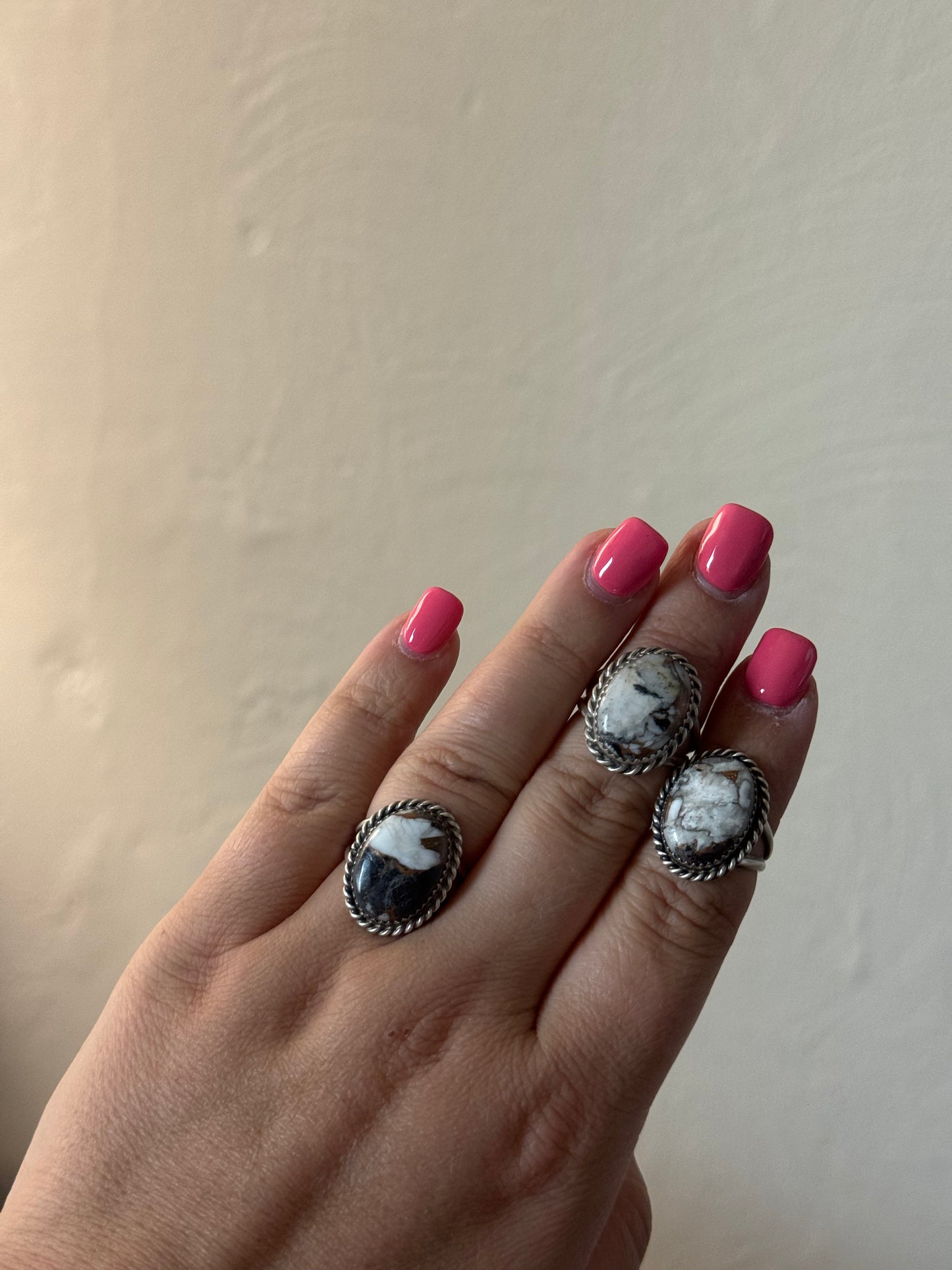 White Buffalo Sterling Silver Ring