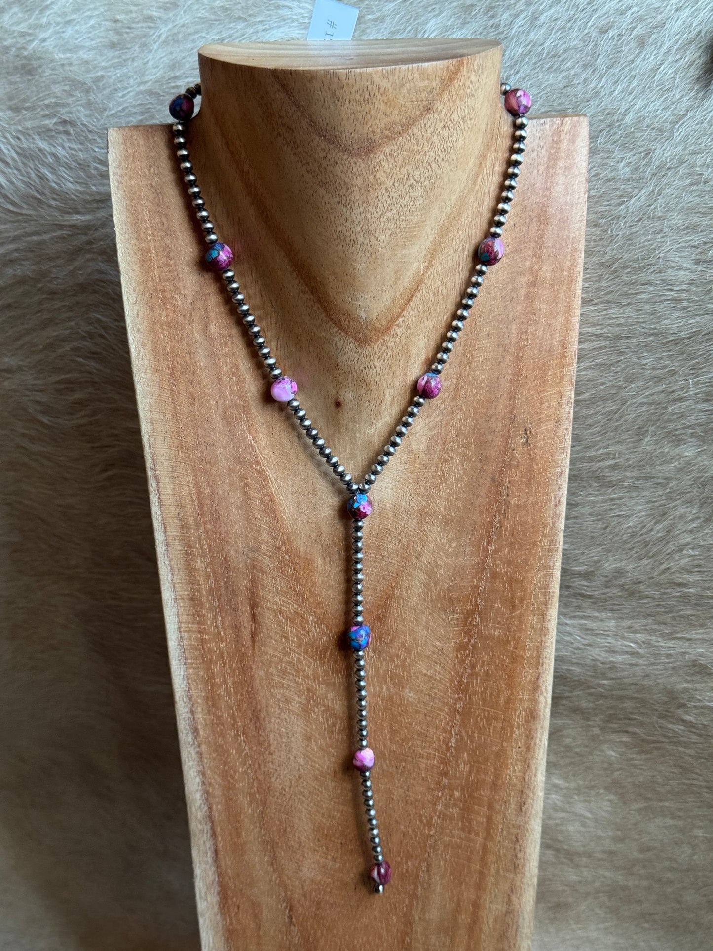 Purple Dahlia & Sterling Pearl Lariat