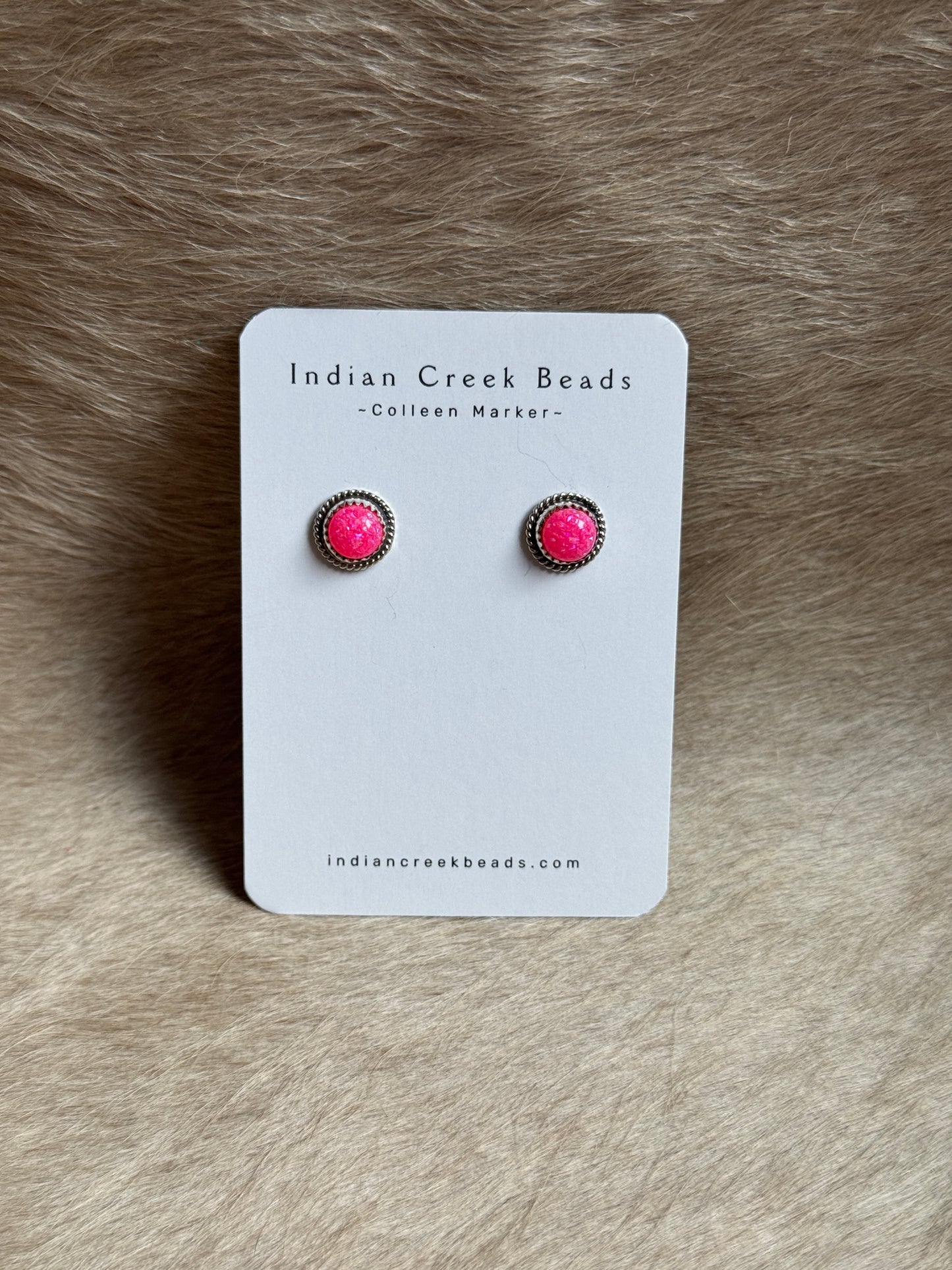 10mm Hot Pink Opal Earrings