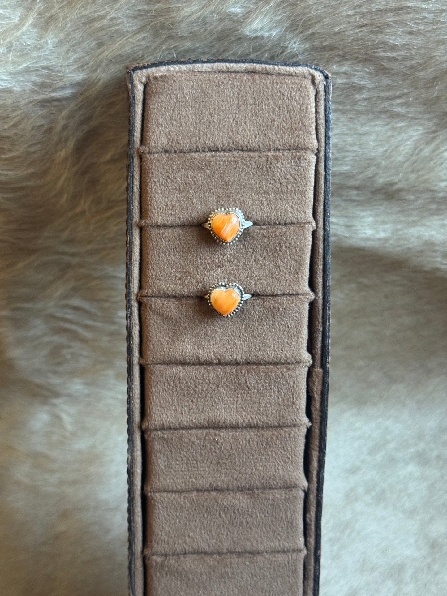 Orange Spiny Heart Rings