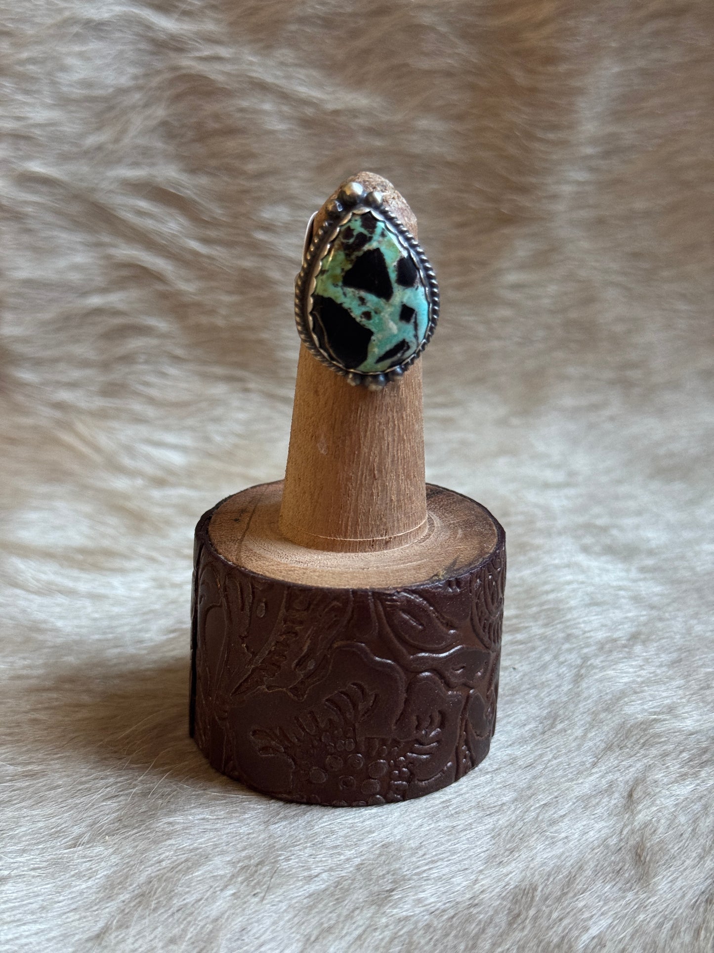 Sz 7 BlackJack Turquoise Ring