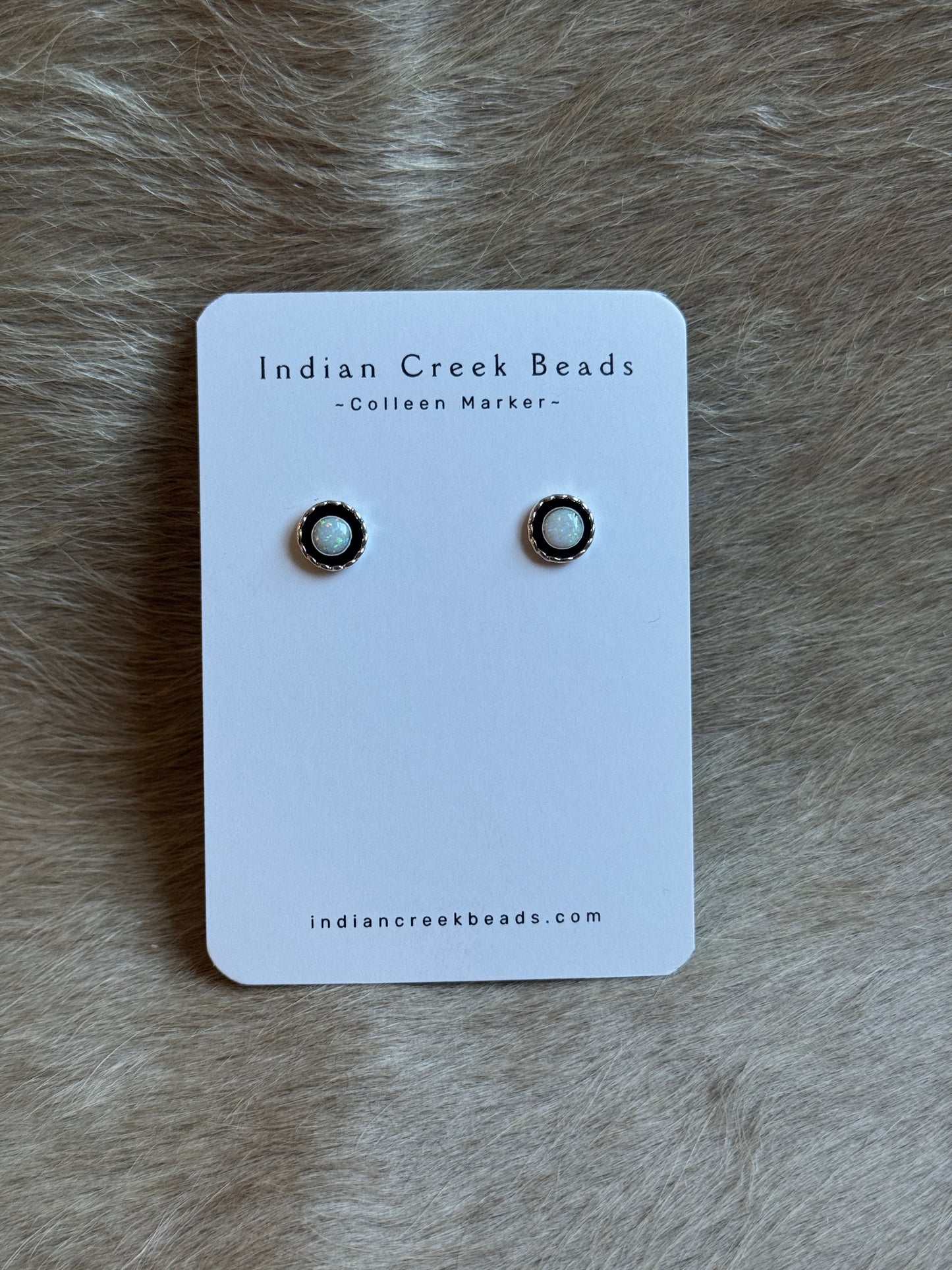 White Opal Sterling Studs