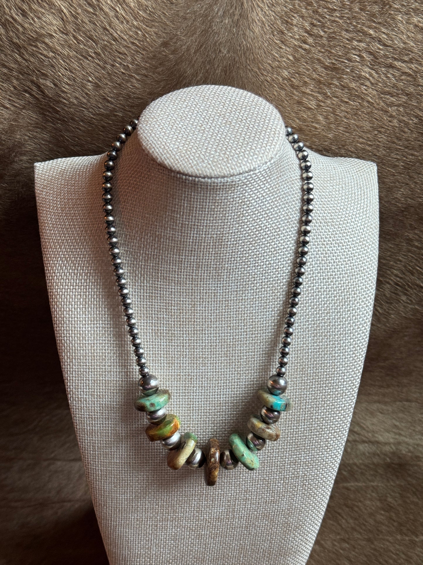 17-18.5" Pearl & Genuine Turquoise