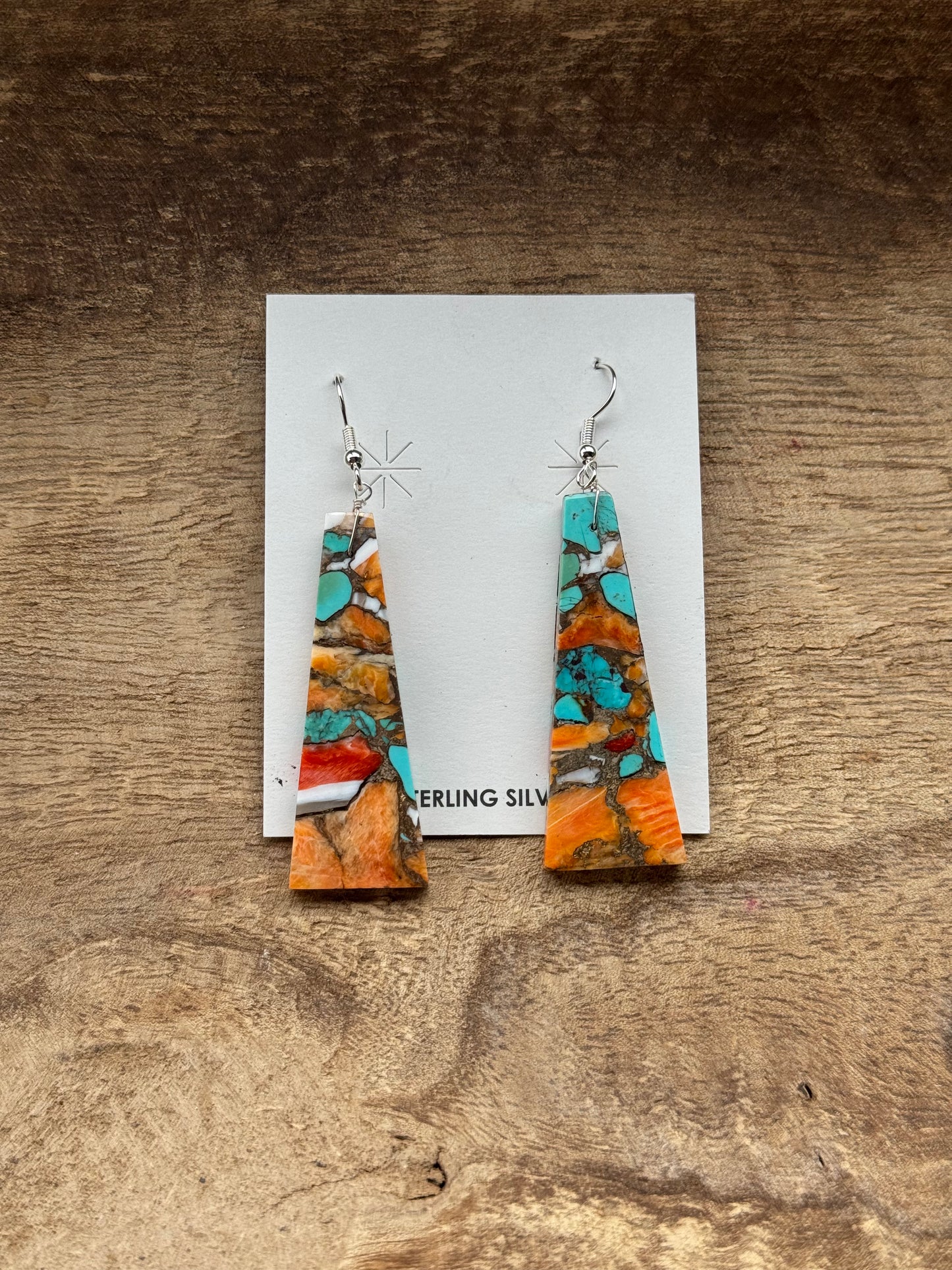 Spiny Turquoise Slab Earrings