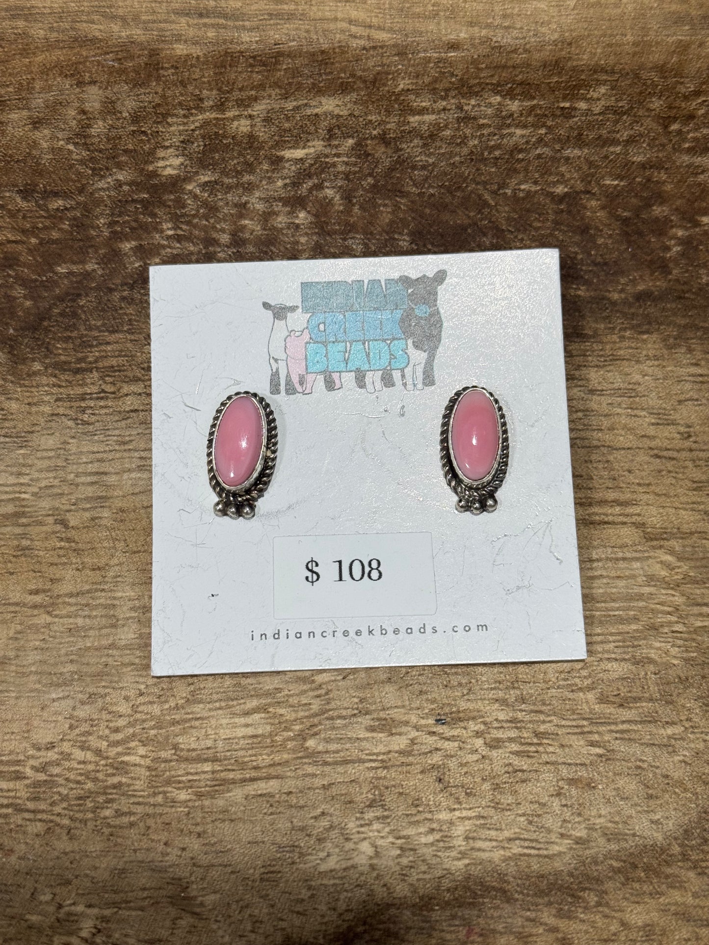 Pink Conch Sterling Silver Stud Earrings
