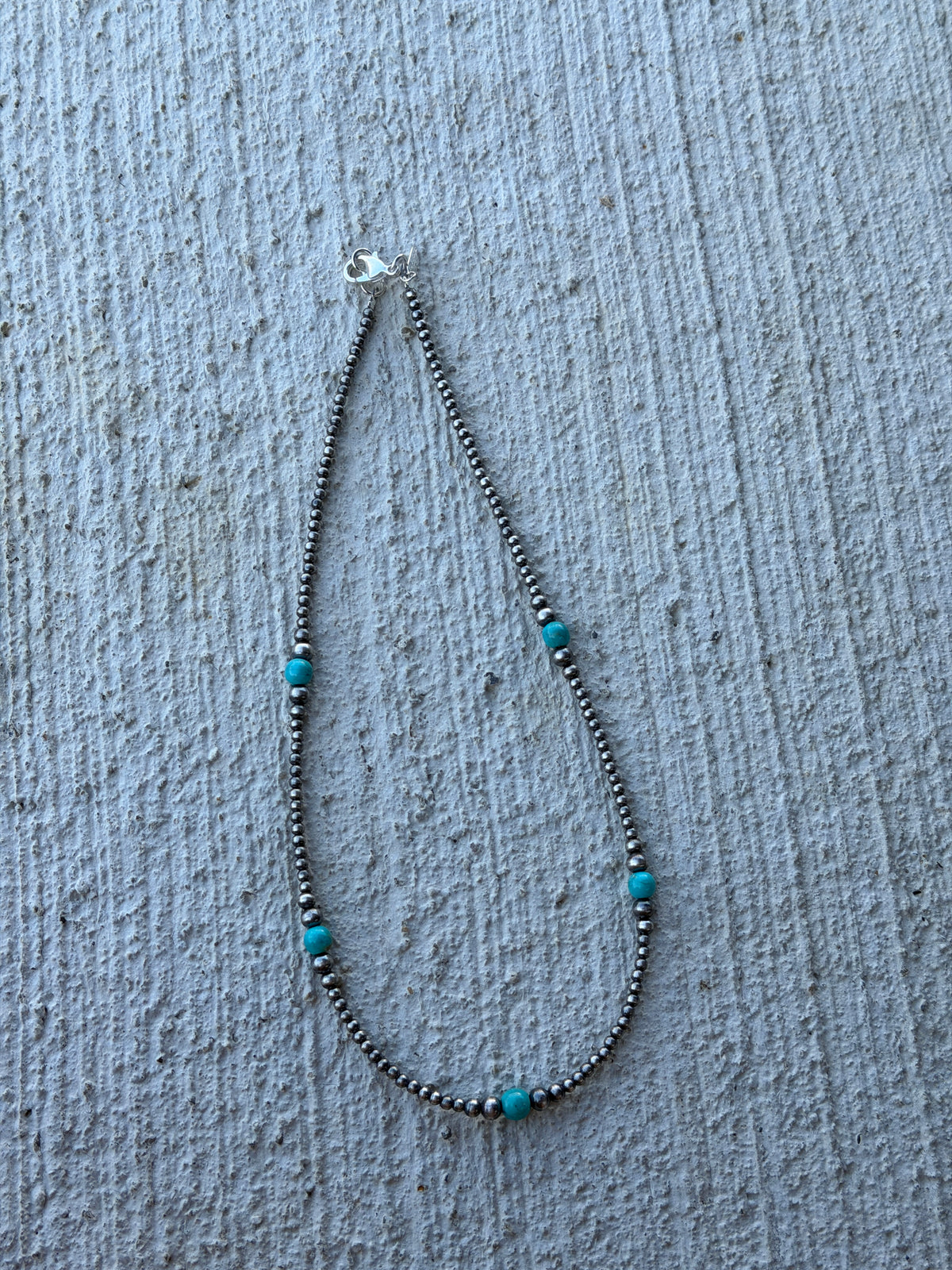 18" 3-6mm & Turquoise Silver PLATED