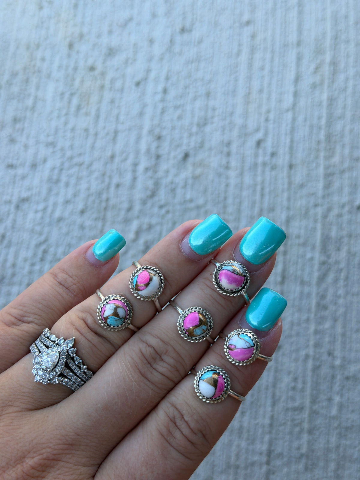Cotton Candy Dahlia Stacker Rings