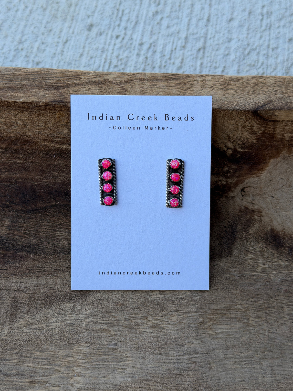 Hot Pink Opal Bar Earrings