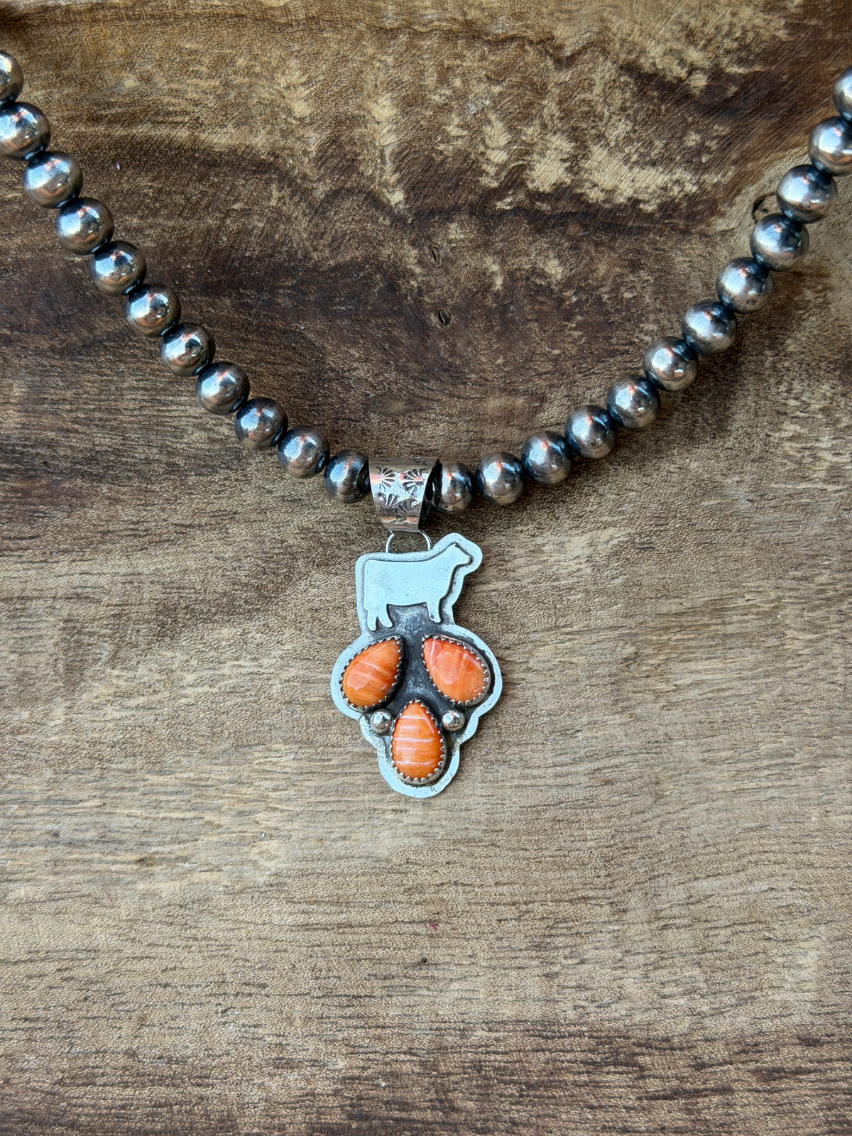 3 Stone Orange Spiny Heifer Pendant
