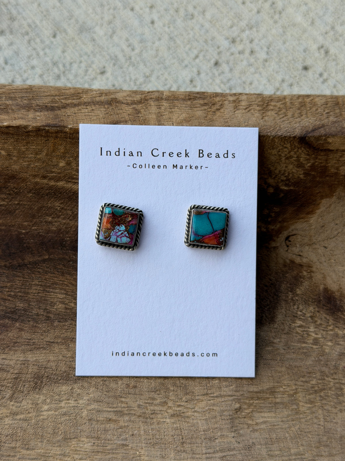 Pink Dahlia Square Earrings