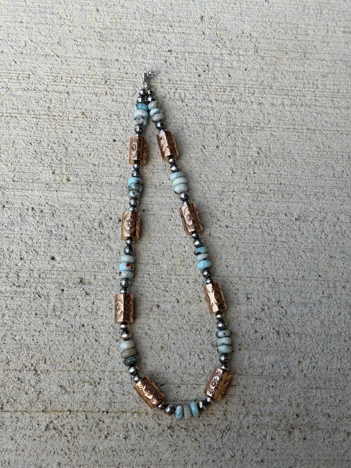 17.5-19" Larimar & Copper Barrels
