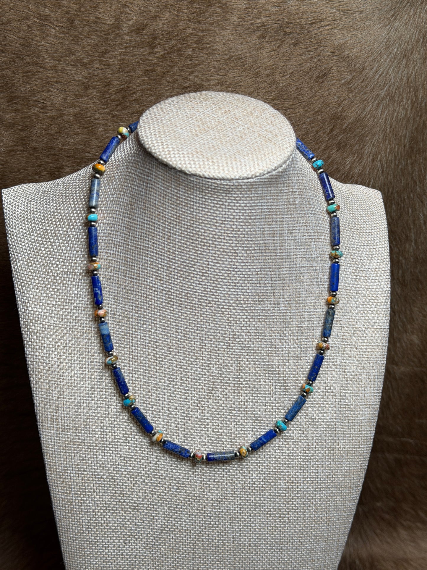 18.5-20" Blue Lapis & Kingman Spiny