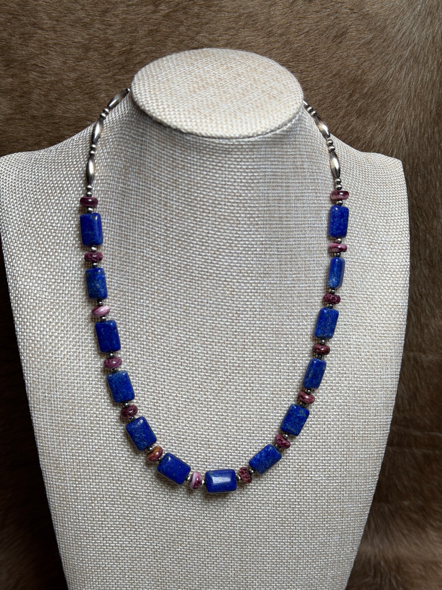 19.5-21" Blue Lapis & Purple Spiny