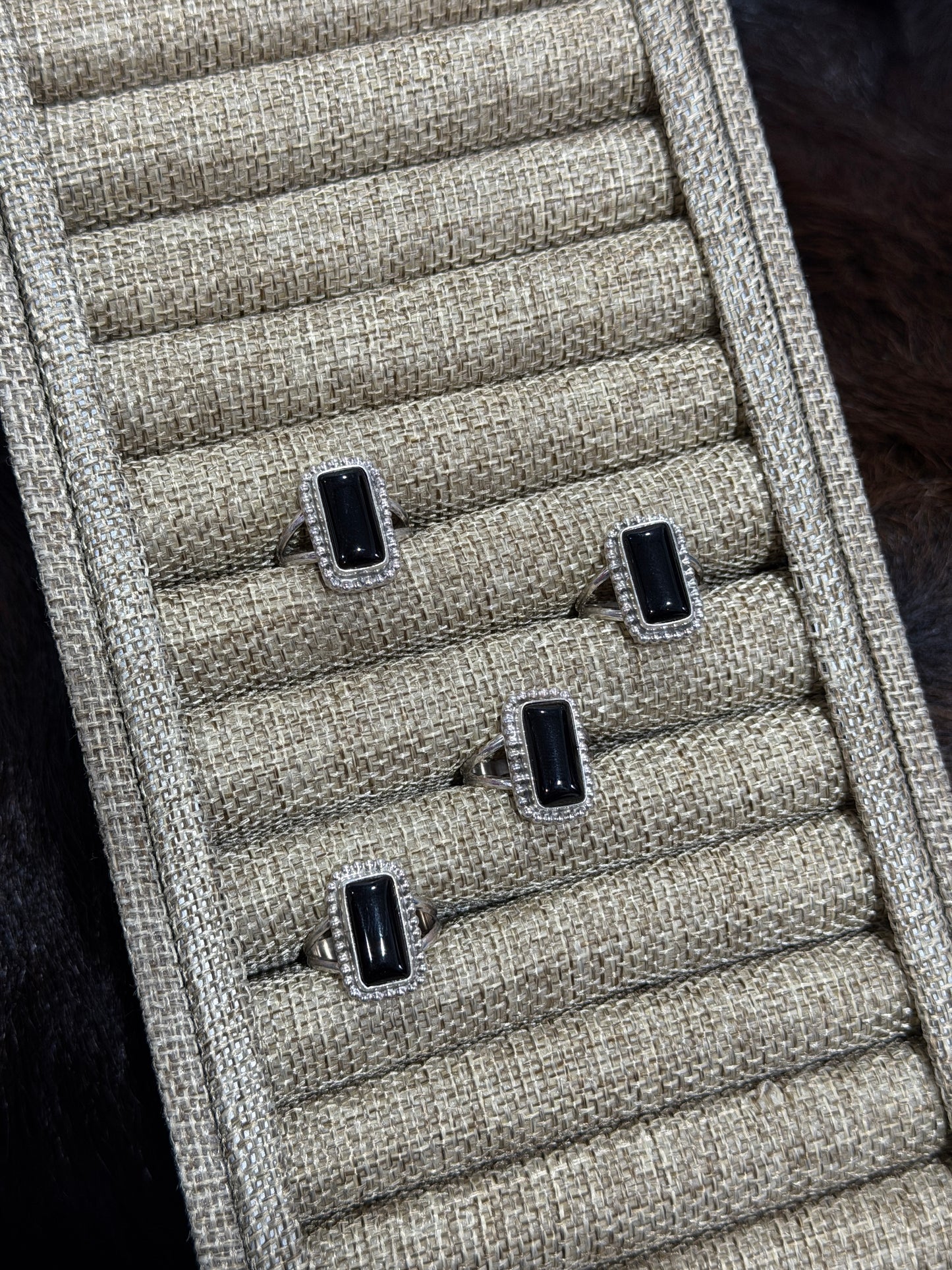 Black Onyx Rectangle Ring