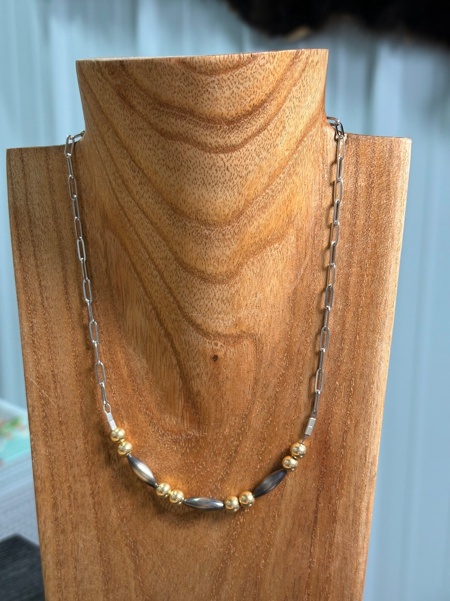 16" Gold, Torpedo Bar Necklace