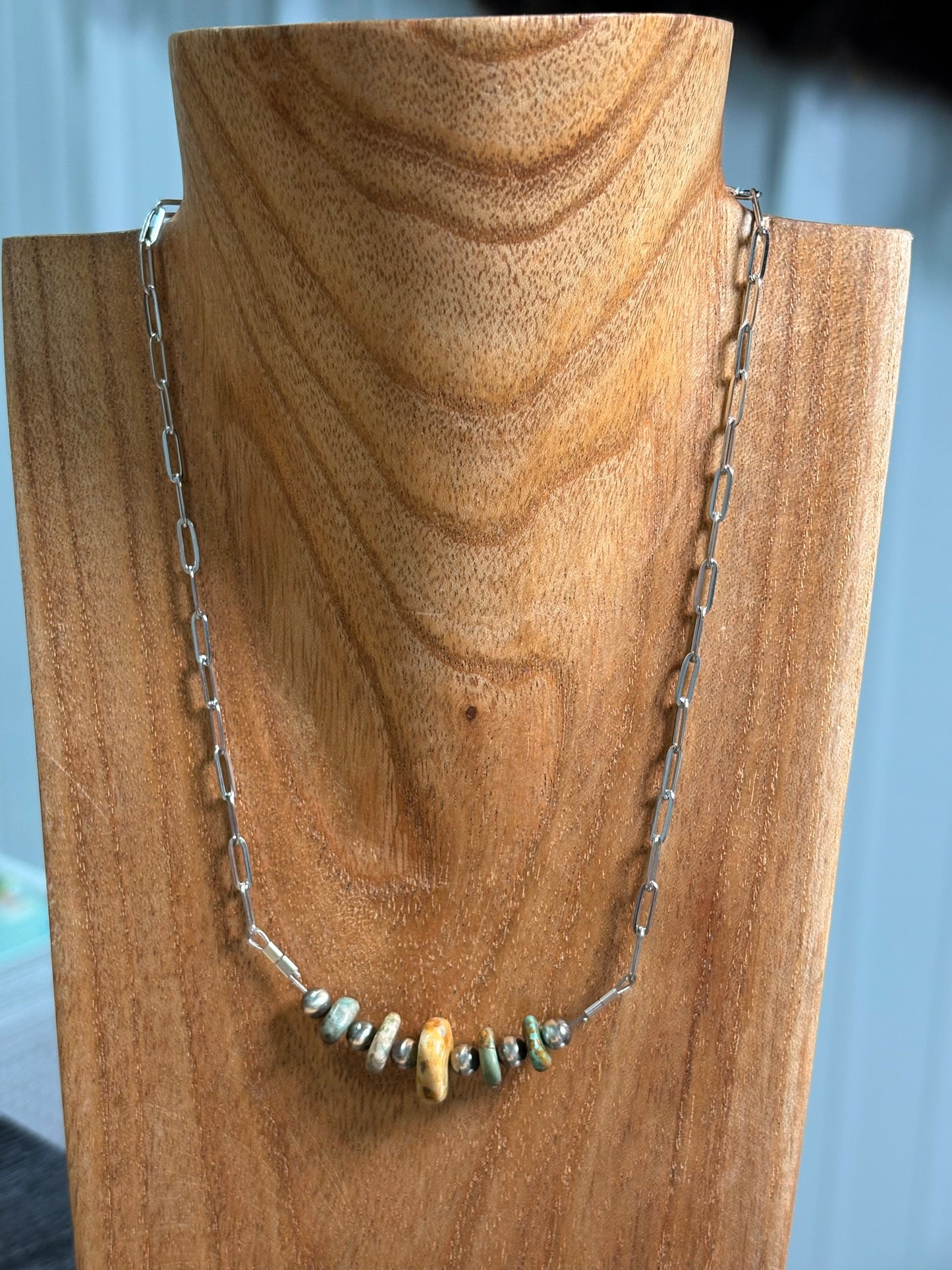 16" Grad. Turquoise Bar Necklace