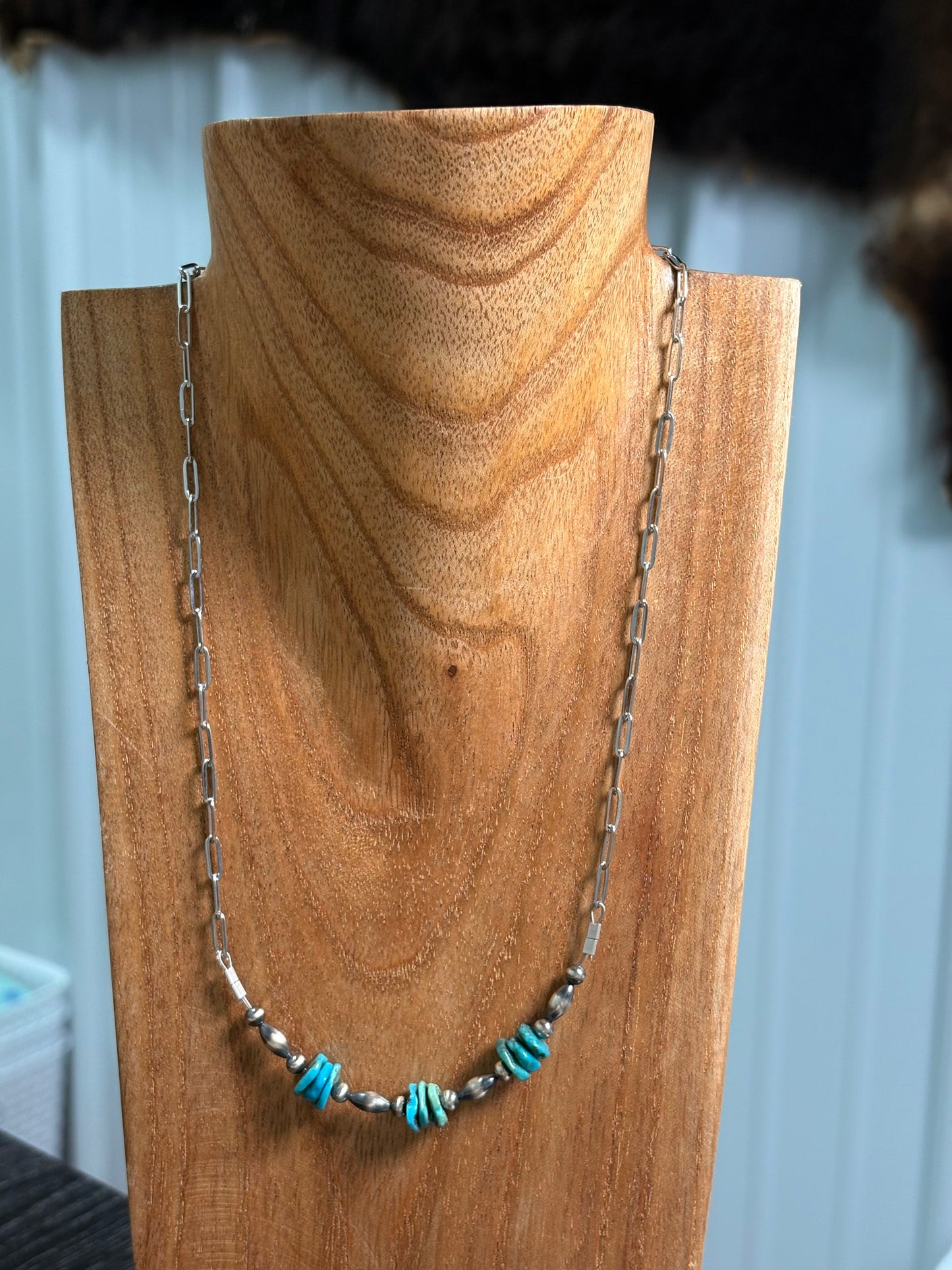 18" Kingman Turquoise Bar Necklace