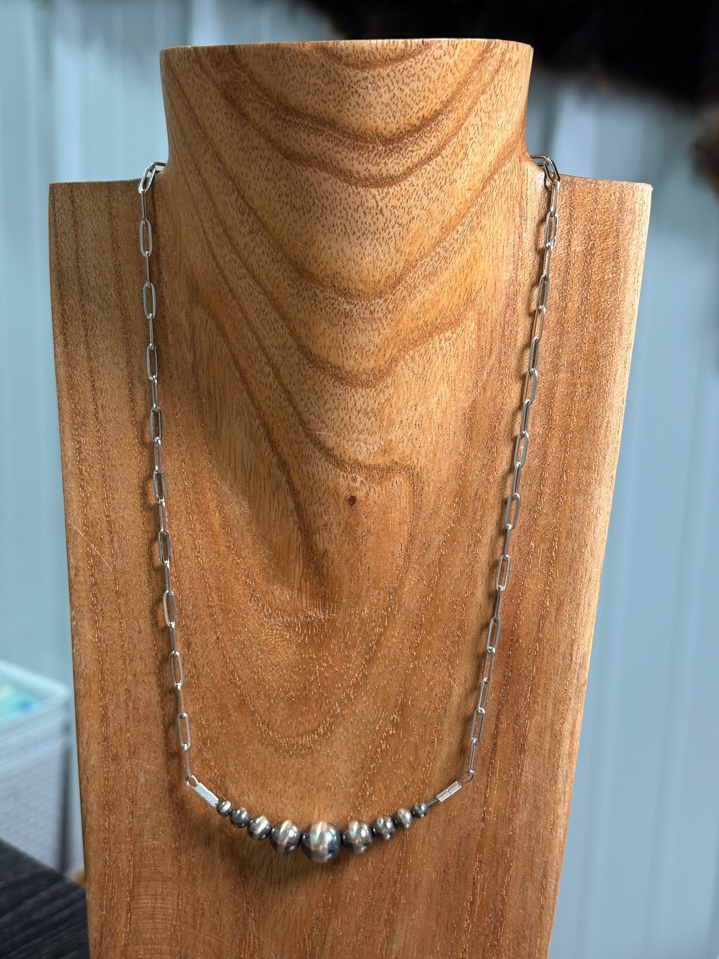 18" 4-10mm Pearl Bar Necklace