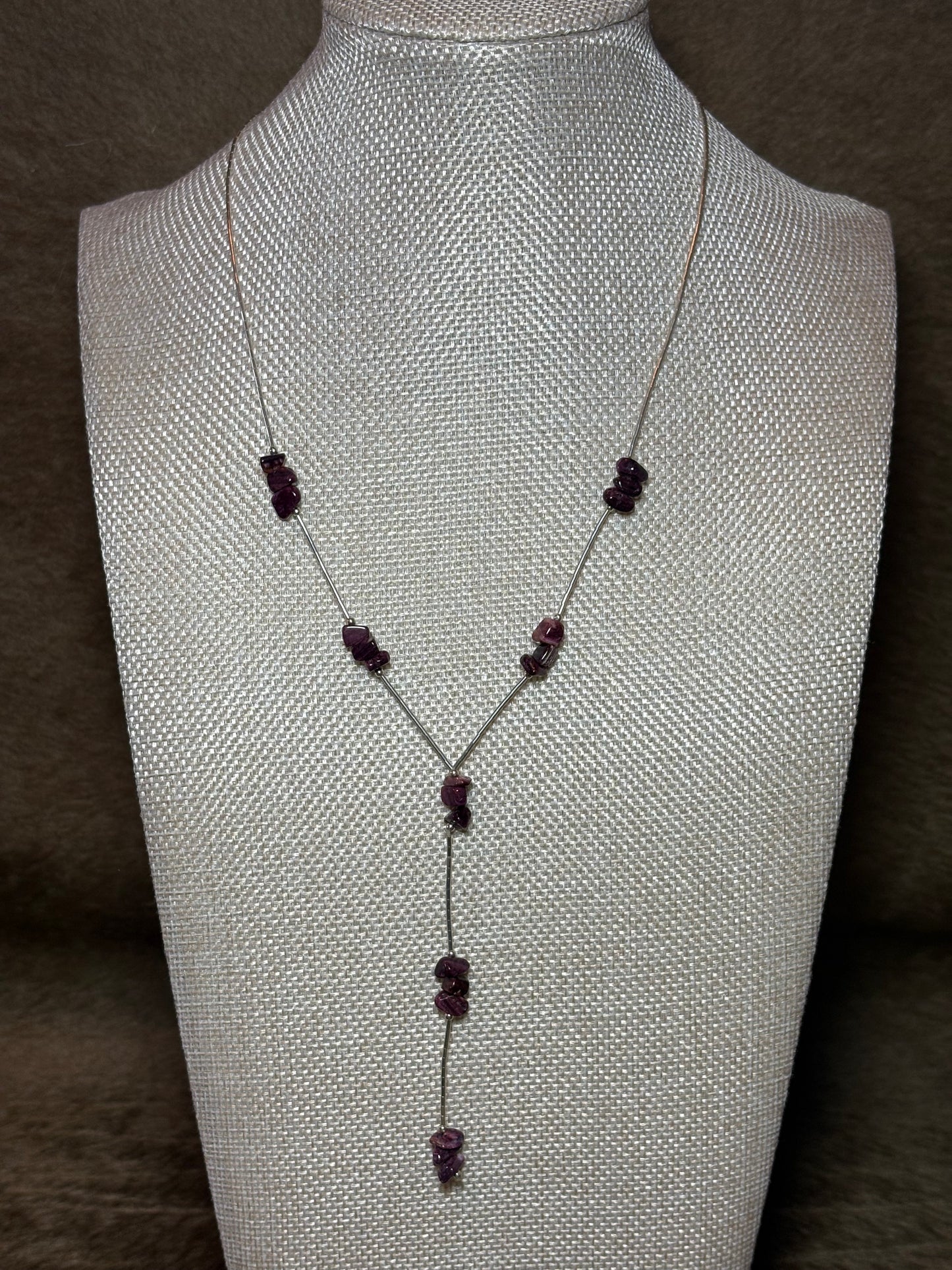 Purple Spiny Liquid Silver Lariat