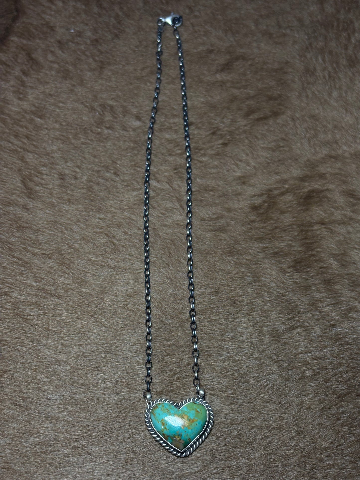 18" Green Turquoise Heart Necklace