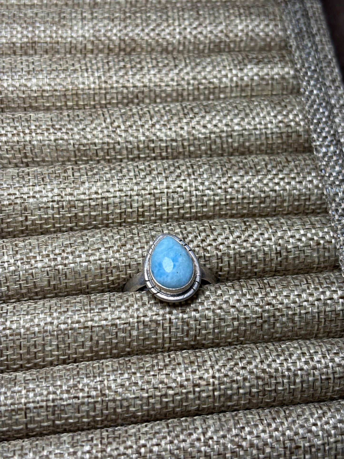 Sz 10.5 Larimar Tear Drop Shaped Ring