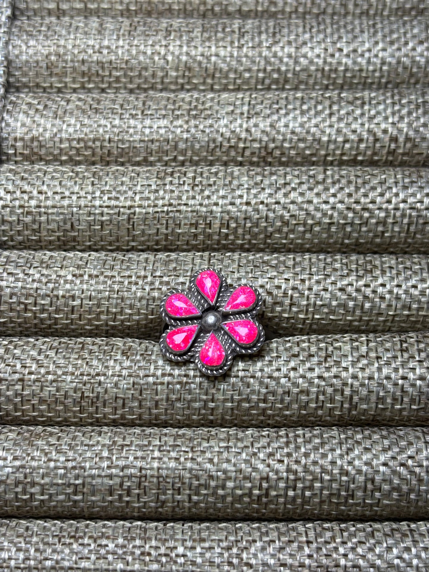 Sz 6.5 Hot Pink Opal Cluster Ring