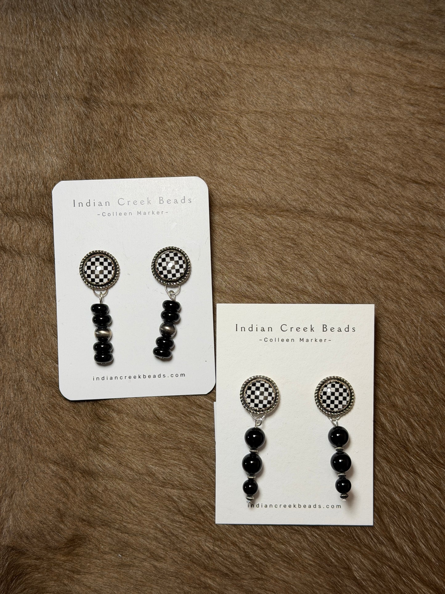 Checkered & Black Onyx Earrings