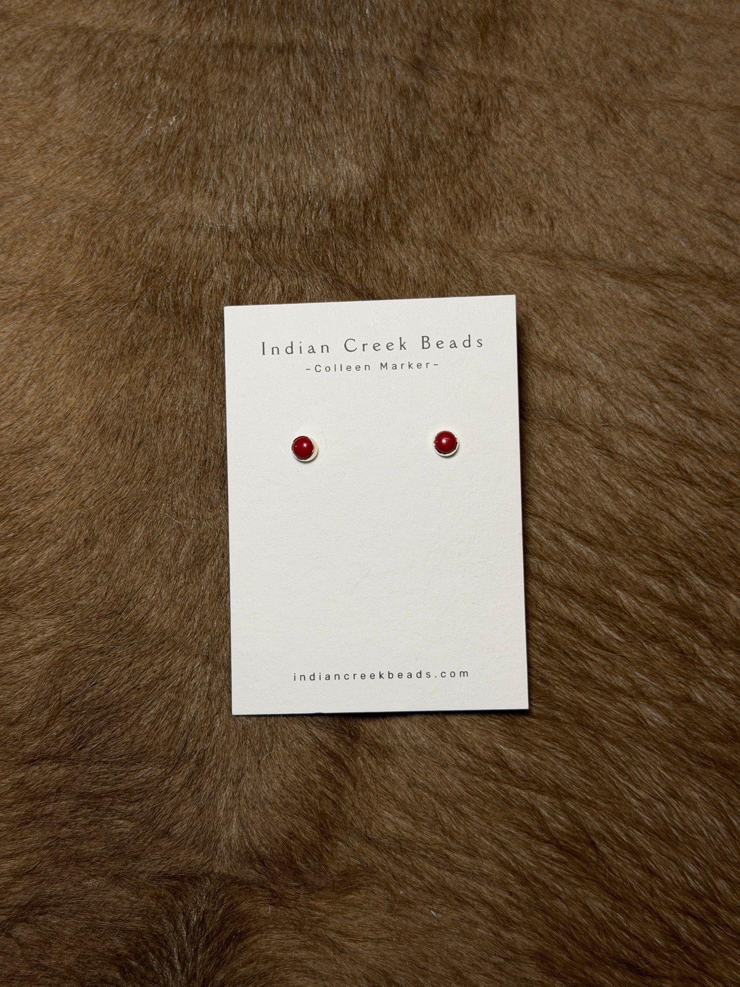 Dainty Red Coral Sterling Silver Studs
