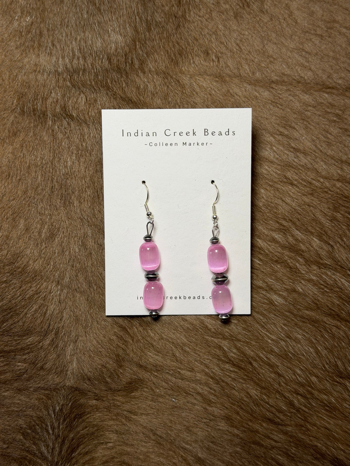 Pink Selenite w/ Sterling Saucer Earrings