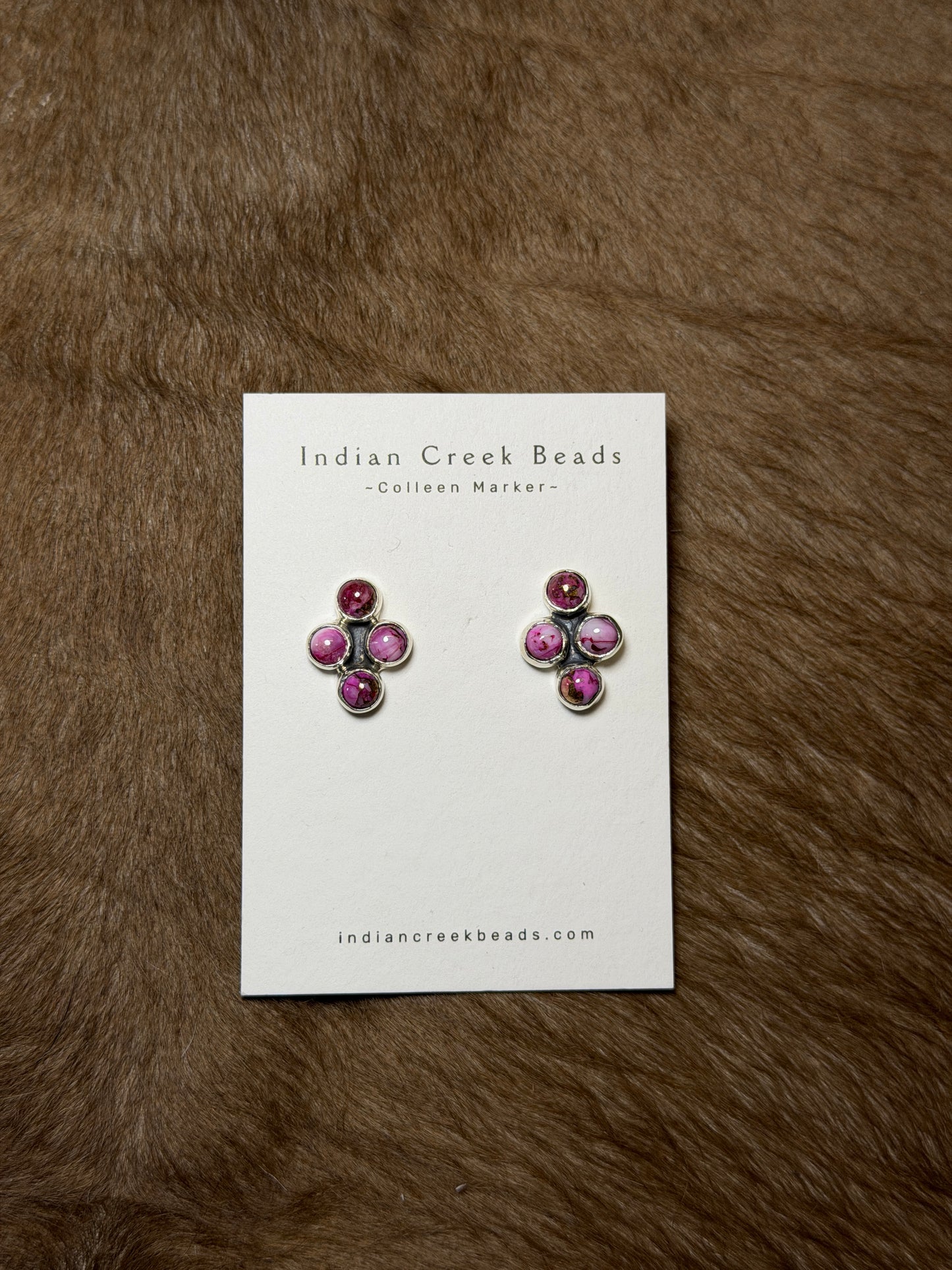 Pink Dahlia 4 Stone Earrings
