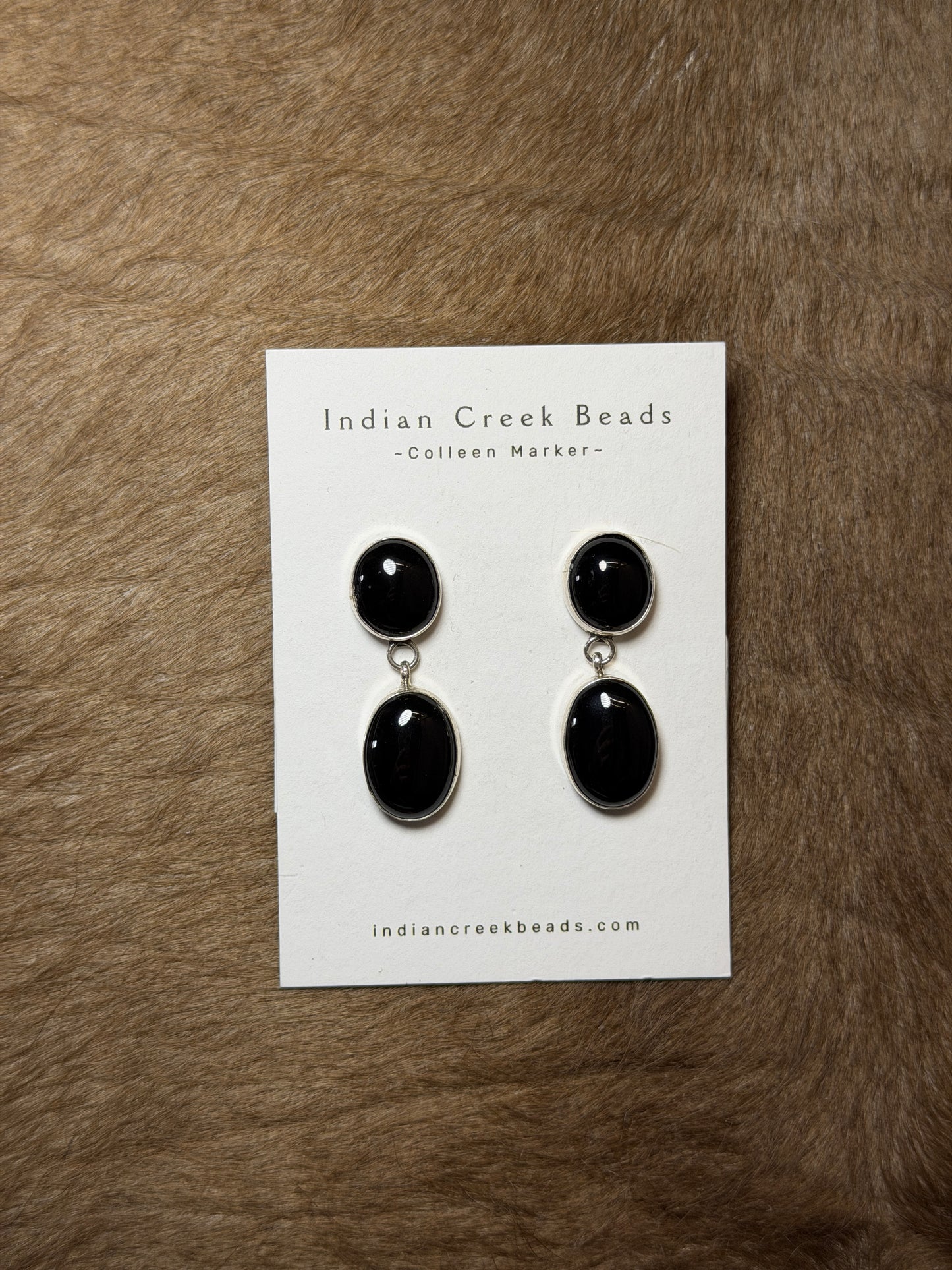 2 stone Black Onyx Dangles