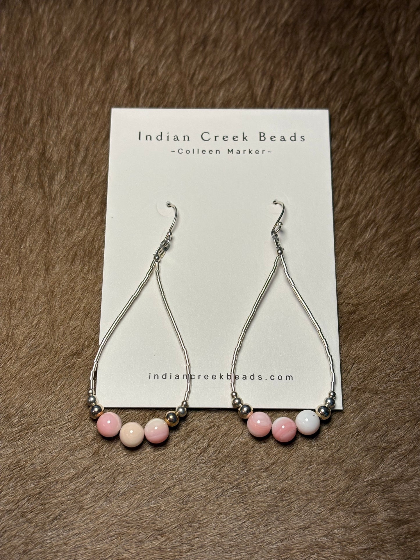 Liquid Silver & Pink Conch Earrings